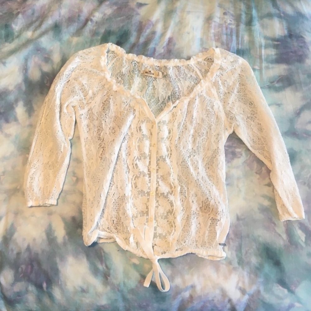 Hollister White Lace Top